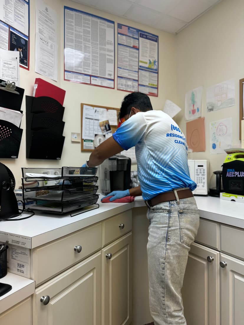 person cleaning office
